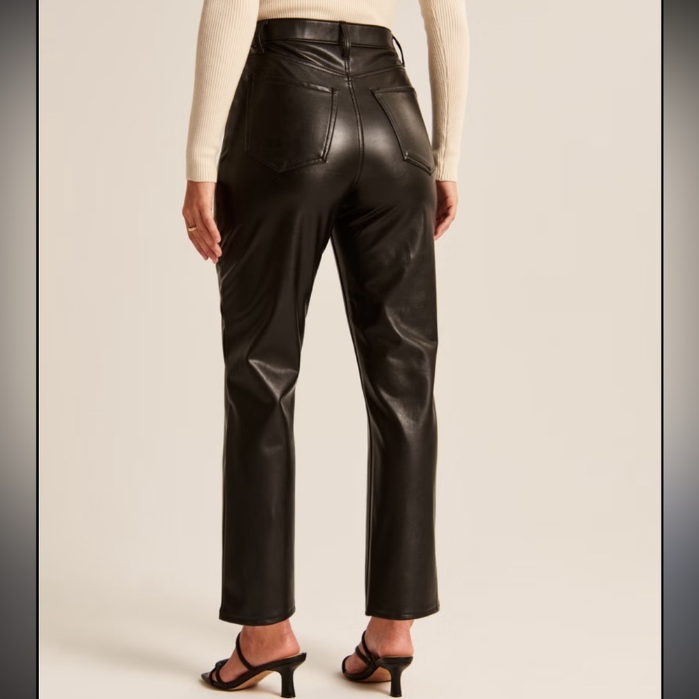 Abercrombie & Fitch Ankle Skinny Ultra High Rise Faux Leather Black Pants 33 - Picture 2 of 11